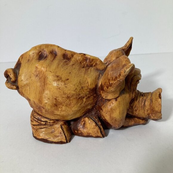 Vintage Vernon 1980 Resin Silly Hog Pig Figurine Brown Shade Tree Creations 5" - Picture 3 of 10
